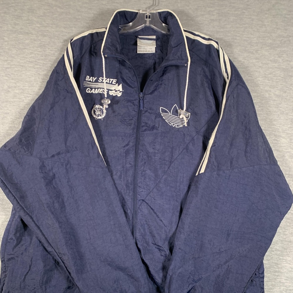 Vintage Adidas Track Jacket Mens Large Blue Bay State Games Celtics 90s - Picture 2 of 14
